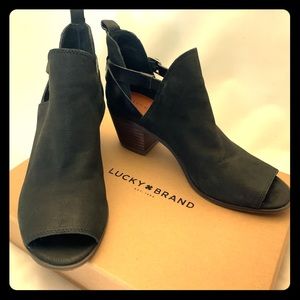 Lucky Brand Banu Leather Peep Toe Booties